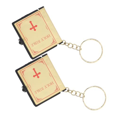 LABRIMP 2St Schlüsselanhänger Miniaturbibel Mini-Bibeln Bibelbuch Anhänger Taschenbibel religiös Schlüsselbund christliche Schlüsselringe Taufornament Bibelgeschenk Papier von LABRIMP