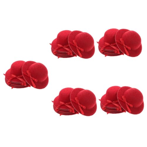 LABRIMP 30 Stk Mini-Zylinder Mini-Flaschenzylinder winzige Weinflaschenhüte Mini-Kobold-Hut Mini-Dekor haircharm haaraccessoires Miniaturhüte basteln Mini-Hut für die Dekoration Stoff rot von LABRIMP