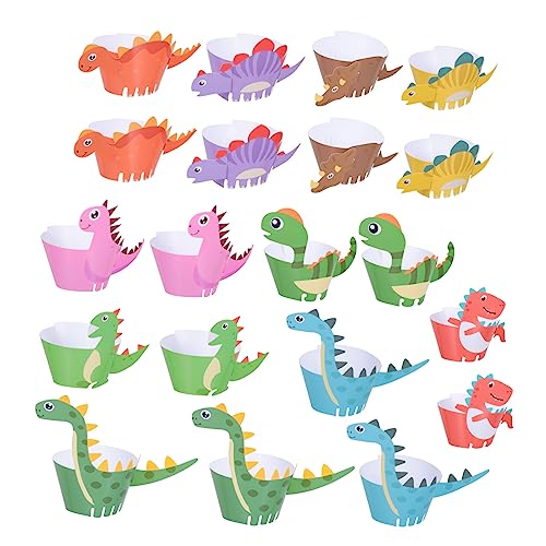 LABRIMP 30 Stück Cupcake Förmchen Aus Papier Bunte Muffinförmchen Für Kindergeburtstage Mit Dinosaurier Und Baufahrzeug Design Dekorative Kuchenverpackungen Für Partys Und Feiern von LABRIMP