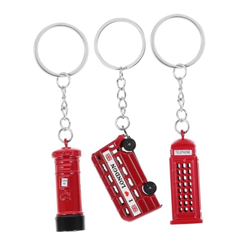 LABRIMP 3st Bus-schlüsselanhänger Schlüsselbund Schlüsselringe Schlüsselanhänger Mit Britischer Flagge Telefon Charms Taschenanhänger Mit Reißverschluss Partygeschenk Zinklegierung von LABRIMP