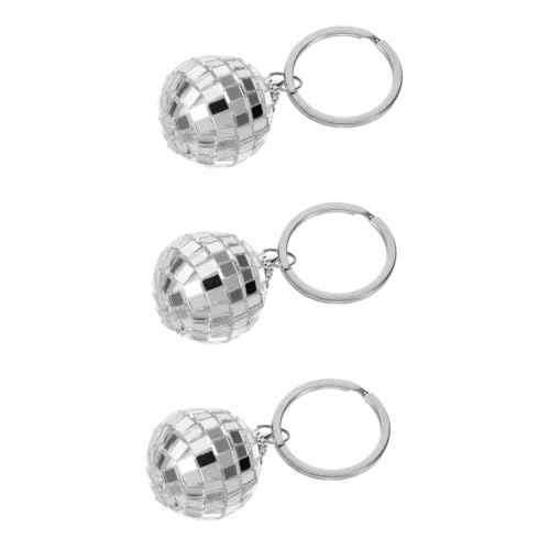 LABRIMP 3st Disco-linsenkugel-schlüsselanhänger Reflektierende Schlüsselanhänger Mini-disco-kugel Coole Schlüsselanhänger Draht Süße Schlüsselanhänger Spiegelball Armband Silver Kunststoff von LABRIMP