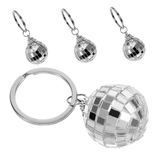 LABRIMP 4 Stück Disco-Schlüsselanhänger Disco-Kugel-Ornamente Mini-Disco-Kugeln geldbörse auto schlüsselanhänger Kompakter Discokugel-Schlüsselanhänger kompakter Taschenanhänger Kunststoff von LABRIMP