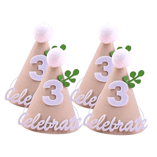 LABRIMP 4 Stück Non Woven Partyhut kinder party kinderparty stirnbänder 3. geburtstag hüte Jungenhut happy birthday tortendeko Geburtstagsmütze für Mädchen Party-Kopfbedeckung Vlies von LABRIMP