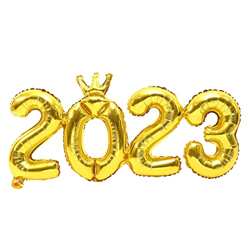 LABRIMP 5 Sätze 2023 Kronenballon 2023 Zahlenzeichen Ballons Des Jahres 2023 Zahlenballon Festivalballons Heimkehrballons Glückwunschballons Nummernballons Für Kinder Aluminiumfolie Golden von LABRIMP