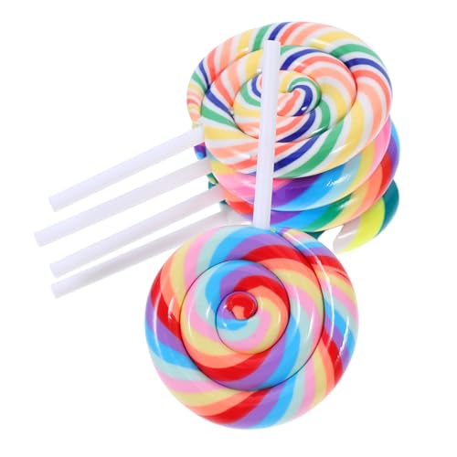 LABRIMP 5 Stück Gefälschte Lollipop Dekoration Polymer Ton Lollipop Modell Künstliche Lollipop Simulation Regenbogen Lollipop Süßigkeiten Dekoration Foto Requisite Für Hochzeit von LABRIMP