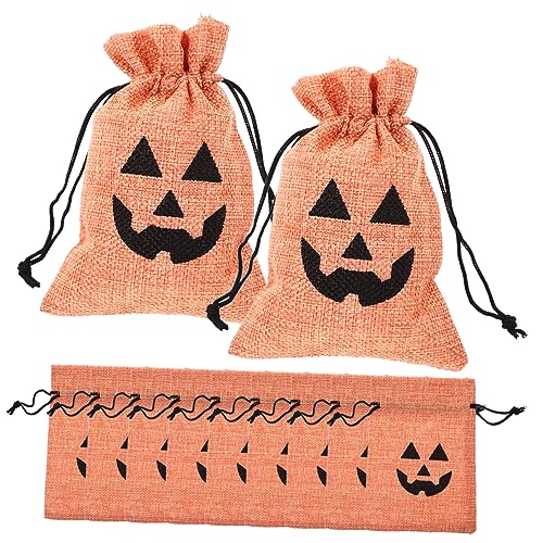 LABRIMP 50 Stück Halloween-Partytüten halloween tasche halloween bag halloween süssigkeit halloween süßigkeiten tasche Geschenkbeutel mit Kordelzug Halloween-Geschenktüten Hanfimitat von LABRIMP