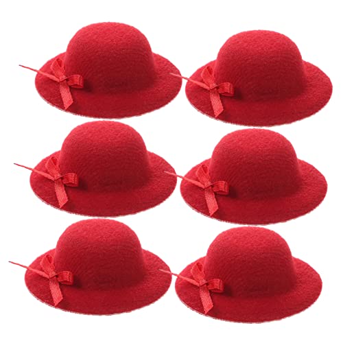 LABRIMP 6St Mini-Zylinder haircharm haaraccessoires dekoring weihnachten weihachtsdeko guci Mini-Mütze mit Fliege Mini-Flaschenzylinder Puppenhüte für Partys Hut für Haustiere Stoff rot von LABRIMP