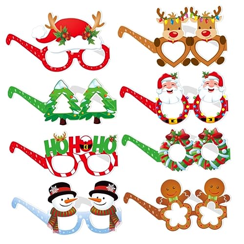 LABRIMP 8St Weihnachtsbrille Weihnachtsfeier Glitzer-Party-Brillenrahmen Brillen zu Weihnachten weihnachtsgläser christmas glasses Weihnachtsbedarf weihnachtsparty liefert Papier von LABRIMP