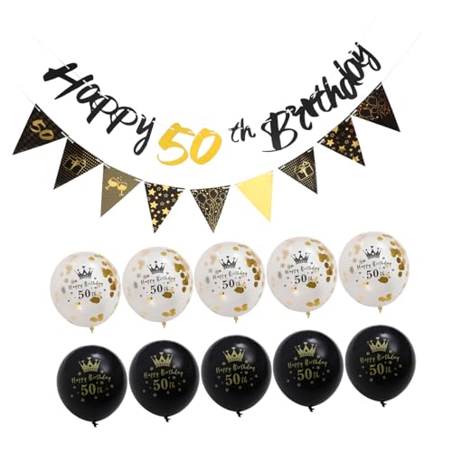 LABRIMP 50. Geburtstag Set Latex Ballons Banner Party Liefert Elegante Requisiten Geburtstag Dekorative Ornamente von LABRIMP