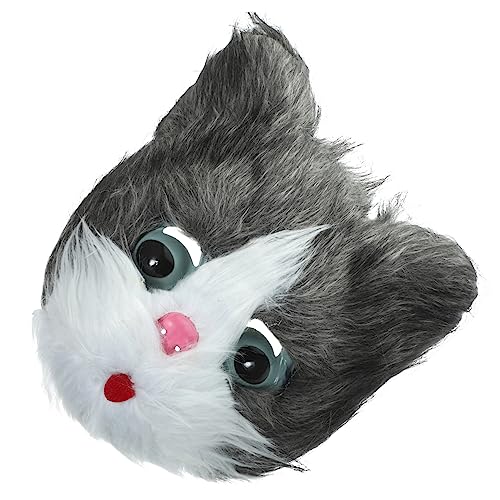 LABRIMP Katzenmaske Pelzige Katze Zubehör Für Halloween-kostüme Kätzchenmaske Katzenkopf Halloween-maskerade Plüschkatze Katze Cosplay-maske Halloweenkostüm Japanische Maske Kunststoff von LABRIMP