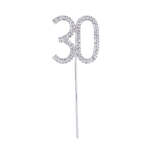 LABRIMP Kuchendekorationen Aus Kristall Partyzubehör Zum 30. Geburtstag Strasssteine Nummer 30 Jubiläum Cupcake-Topper 30 Kuchendekorationen Funkeln 30 Geburtstag 16. Diamant Anzahl von LABRIMP