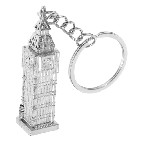 LABRIMP Londoner Big Ben-Anhänger Uhrenkettenschlüssel dekorativer Anhänger Rucksack-Dekor Schlüsselanhänger Dekor für Tasche Schlüsselanhänger aus Legierung Zinklegierung Silver von LABRIMP