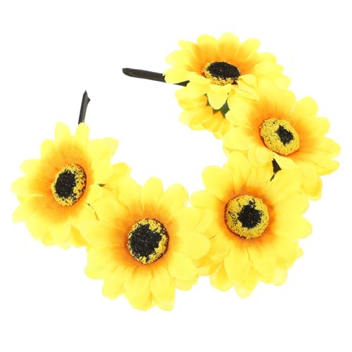 LABRIMP Simuliertes Blumen-Sonnenblumen-Stirnband sonnenblumen haarband sonnenblumen haarreif Entzückendes Haarband hochzeits haarschmuck Haarreifen Haarbänder für Geburtstagsfeiern Stoff von LABRIMP