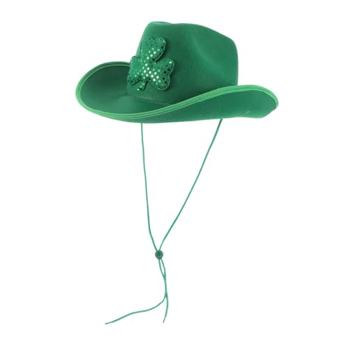 LABRIMP St Patrick'S Day Kleeblatt Cowboy Mütze Für Damen Festival Feiern Requisite Cosplay Hut Verschleißfeste Und Wiederverwendbare Cowboy Mütze von LABRIMP