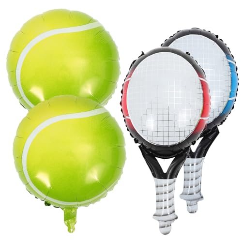 LABRIMP Tennis Party Luftballons Set Pastell Tennisbälle Blaue Tennisracket Folie Rote Tennisracket Folie Dekoration Für Tennisfeiern Und von LABRIMP