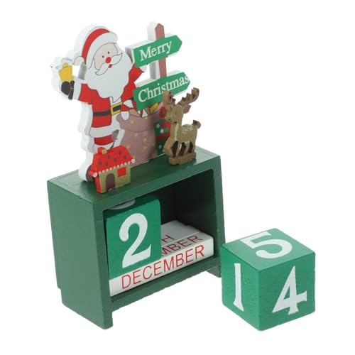 LABRIMP Tischkalender Dekor Desktop-ornament Home-desktop-kalender Weihnachtskalender Schmuck Kreativer Kalender Weihnachtszubehör Exquisiter Adventskalender Heimkalender Holz Green von LABRIMP