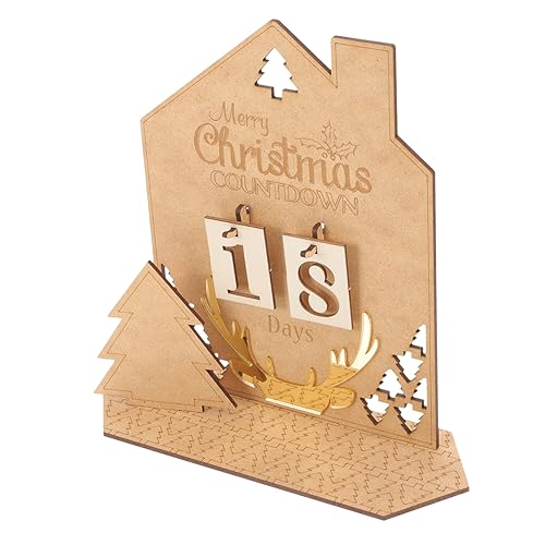 holzweihnachtsdekoration advent calender Holzhaus-Dekoration advenstkalender Tischkalender Weihnachtssto Countdown-Kalender aus Holz Dekoration für Weihnachtsfeiern MDF LABRIMP von LABRIMP