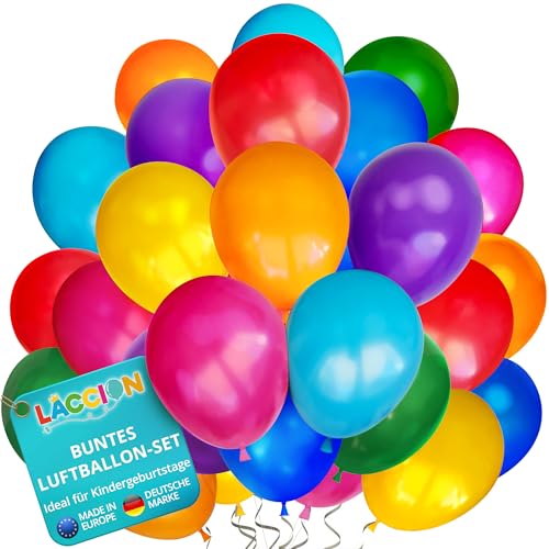 Luftballons Geburtstag 100 Stück - 100% Made in EU aus biologisch abbaubaren Kautschuklatex - Luftballons Helium geeignet, Luftballons bunt, Helium Ballons Set, bunte Luftballon, Ballons Geburtstag von LACCION