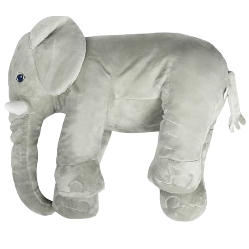 LADAMI Kissen, Lagerungskissen, Stillkissen, Elefantenkissen, Kissen für Schwangere, Seitenschläferkissen Elefant, Kuschelkissen, Kuscheltier XXL Plüschtier, Stofftier, Schmusekissen, 60 cm (grau) von LADAMI