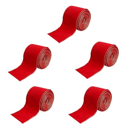 5 Rollen Weihnachts-Samtbänder, dekoratives Geschenkband, stilvolle Schleife, Weihnachtsbaumkranz, Dekoration, Urlaubsdekorationen 5 Rollen Weihnachts-Samtbänder, dekoratives Geschenkband, stilvolle Schleife, Weihnachtsbaumkranz, Dekoration, Urlaubsdekorationen von LAIOUSN