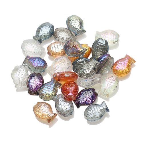 Bunte Glasperlen, handgefertigtes Schmuckzubehör, Fischform, Glasperlen, handgefertigtes Perlen-Set für Schmuck, 30 Stück von LAIOUSN