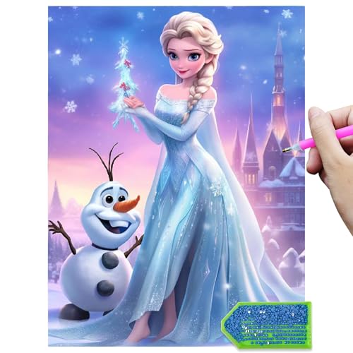 LAISU Eiskönigin Diamond Painting für Kinder und Erwachsene Anfänger, 30x40cm Cartoon-Eisa-Prinzessin 5D Diamant Malerei Bilder, Groß DIY Mosaik Bastelset für Mädchen ab 6 Jahre, Home Deko Geschenke von LAISU