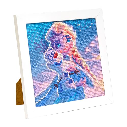 LAISU Eiskönigin Diamond Painting mit Rahmen für Kinder und Erwachsene Anfänger, 20x20cm Cartoon Prinzessin 5D Diamant Malerei Bilder, Klein DIY Mosaik Bastelset für Mädchen ab 6 Jahre und Home Deko von LAISU