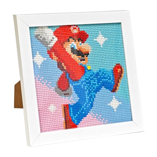 LAISU Diamond Painting mit Rahmen für Kinder und Erwachsene Anfänger, 20x20cm Cartoon Super Bros 5D Diamant Malerei Bilder, Kleine DIY Mosaik Basteln Set für Jungen Mädchen ab 6 Jahre und Home Deko von LAISU