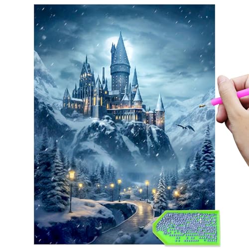 LAISU Schloss Diamond Painting Cartoon 5D für Erwachsene Anfänger und Kinder ab 6 Jahre ohne Rahmen, 30x40cm Große DIY Runde Steine Diamantmalerei Mosaikherstellung Kit, perfekt für Home Deko von LAISU