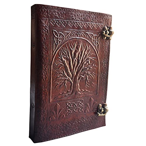 Ringbuch, Leder 3, 2-Ringbuch, Baum des Ledereinbandes, geprägtes Ordner, Ledereinband, Leder-Aktenordner (33 x 25,4 cm) von LAKECITY LEATHER CRAFT