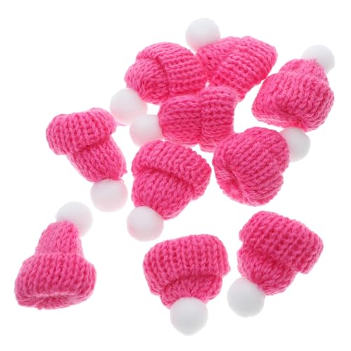 LALADEFIEE Handgemachte Weihnachtsmann Weihnachtsmütze Gestrickte Weihnachtsfeier Ornamente Party Favors Rosy 10pcs Set von LALADEFIEE