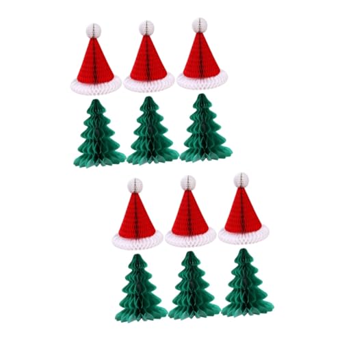 LALADEFIEE 12 STK Weihnachtswabe hängende weihnachtsverzierung hängender Wabenhut Weihnachtsschmuck weihnachtsdeko Weihnachts Party Santa Hats Wabenpapierverzierung Anhänger aus Wabenpapier von LALADEFIEE