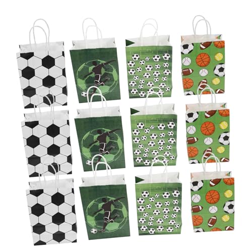 LALADEFIEE 12er Set Fußball Geschenktüten Wiederverwendbare Papiertüten Für Fußball Motto Partys Kindergeburtstag Mitgebsel üßigkeiten Und Snackverpackungen Sportparty Goodie Bags von LALADEFIEE