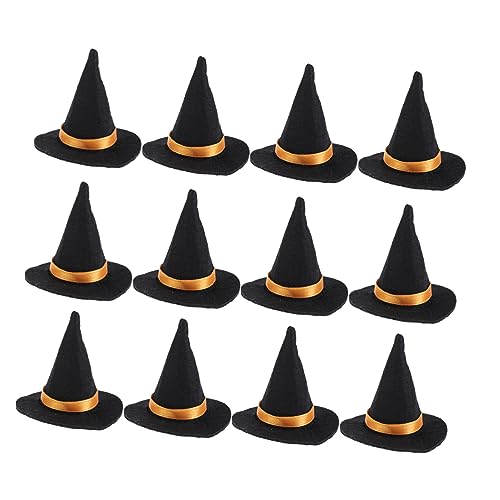 LALADEFIEE 12 Stück Halloween Mini Hexenhut Weinflaschenaufsatz Dekorative Flaschendekoration Für Halloween Festliches Zubehör Zur Verschönerung Ihrer Getränke von LALADEFIEE