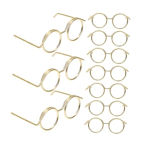 LALADEFIEE 15st Zubehör Für Puppenbrillen Minipuppenbrille Accessoires Für Puppenkleidung Lustige Brillendekore Dekorative Puppenbrille Miniatur-puppenbrille Puppe Mini-Brille Golden Metall von LALADEFIEE