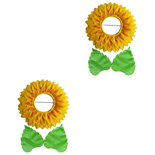 LALADEFIEE 2 Sätze Kopfschmuck aus Sonnenblumen Cosplay für Leistung Sonnenblumen Kopfschmuck Blumenkranz Kopfschmuck Hut mit Sonnenblumenkopfbedeckung Halloween-Blumenkopfbedeckung von LALADEFIEE