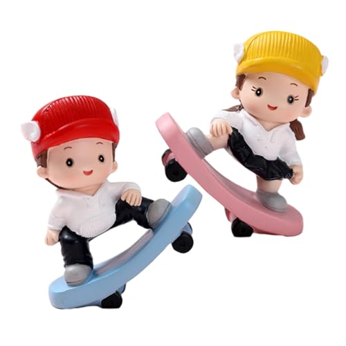 LALADEFIEE 2 Stück Auto Basteln Kuchendekoration Mädchenfigur Kuchenornament Kleine Mädchenfigur Kuchenornamente Junge Statue Topper Für Kuchen Mädchenfigur Kuchendekoration von LALADEFIEE