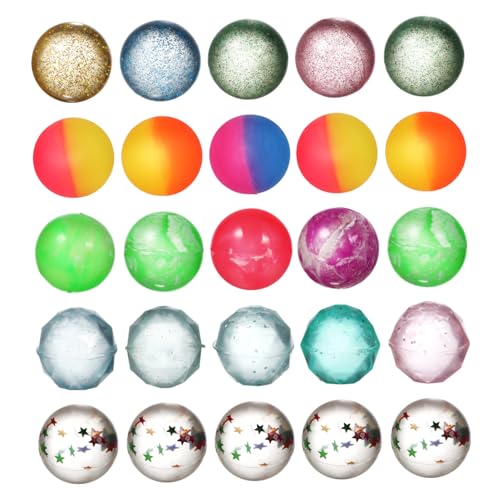 LALADEFIEE 25st Kinderspielzeugball Hüpfball-partygeschenk Hüpfbälle Partygeschenke Stressbälle Spielzeug Verkaufsautomaten Spielzeugball Hüpfende Rückhandbälle Sensorische Bälle Gummi von LALADEFIEE