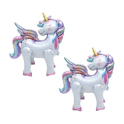 LALADEFIEE 2st Einhorn-ballon Ballongas Luftballons Einhorn Tischdekoration Ballon in Einhornform Einhorn Folienballon Bezaubernder Folienballon Folienballon-ornament Aluminiumfolie von LALADEFIEE