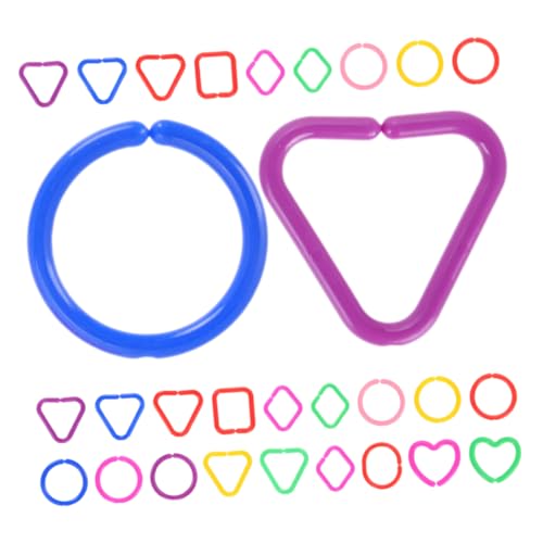 LALADEFIEE 30st Geometrische Schnallenkette Gliederkette Ringe Verbinden Spielzeugkette Zum Aufhängen Für Babys Link Zu Babyspielzeugringen Babyring Plastik von LALADEFIEE