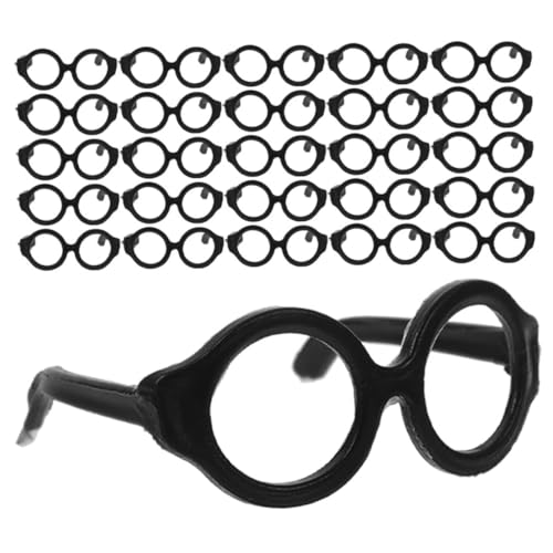 LALADEFIEE 30st Puppenbrille Puppengläser Zur Dekoration Lustige Brillendekore Brillenrequisiten Zum Anziehen Puppe Mini-Brille Puppenzubehör Dekorative Glasdekore Plastik Black von LALADEFIEE