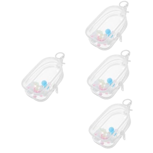 LALADEFIEE 4 Sets Show Tasche Schlüsselanhänger Plüsch Aufbewahrung Plüsch Transparente Tasche Spielzeugpuppen Kleidung Aufbewahrungstasche Halter Mini Puppen Display Beutel von LALADEFIEE