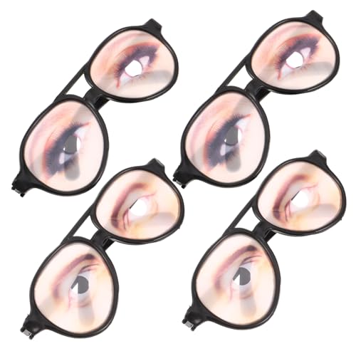 LALADEFIEE 4 Stück Augenbrille lustige Verkleidungsbrille karnevalsparty brille Geburtstagsparty-Brille Brille mit Augen leuchtbrillen faschingsbrille lustige Brille Foto-Prop-Brille Plastik von LALADEFIEE