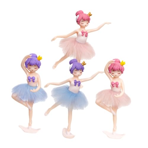 LALADEFIEE 4 Stück Ballerina-mädchen Ballettmädchen Dekor Kuchendekoration Ballett-dekor Balletttänzerfiguren Dekoration Für Kuchen Backdekorationen Cupcake-topper Ballettpuppe Pvc von LALADEFIEE