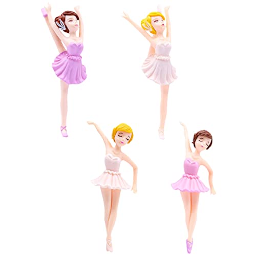 LALADEFIEE 4 Stück Ballerina-mädchen Mädchenfigur Kuchendekor Prinzessinnen-kuchendekorationen Aquariumdekoration Miniaturfiguren Rosa Ballett Tortenaufsatz Cupcake-topper Ballettpuppe Pvc von LALADEFIEE