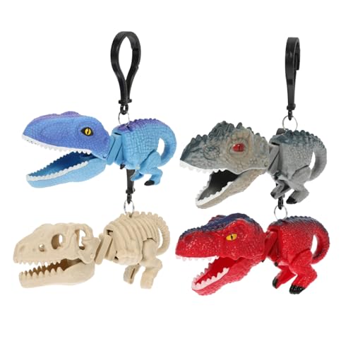 LALADEFIEE 4 Stück Dinosaurier-spielzeugclip Handtasche Zum Aufhängen Kinder Kniffliges Spielzeug Schlüsselanhänger Zum Aufhängen Teleskopisches Spielzeug Dinosaurier-dekor Tischspielzeug Abs von LALADEFIEE