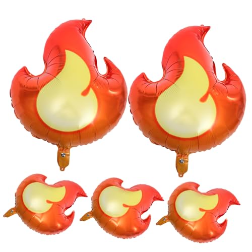 LALADEFIEE 5 Stück Feuerwehrmann Flammenballons Aluminiumfolienballons Für Themenpartys Ideale Dekoration Für Geburtstagsfeiern Und Feuerwehr Events Leuchtende Farben Und Tolle Effekte von LALADEFIEE