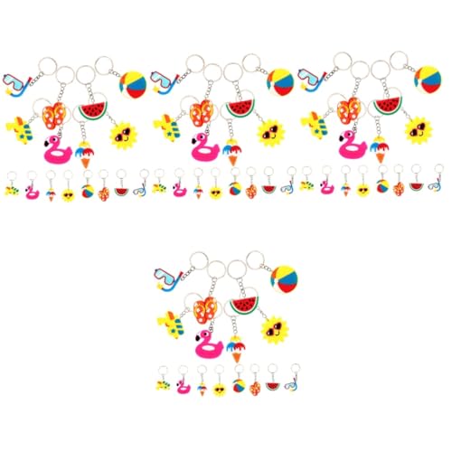 LALADEFIEE 64 Stk Hawaiischer Schlüsselanhänger Hawaiianische Party Sommer-schlüsselanhänger Für Kinder Luau-gastgeschenke Bulk-schlüsselanhänger Für Frauen Flamingo-schlüsselanhänger Pvc von LALADEFIEE