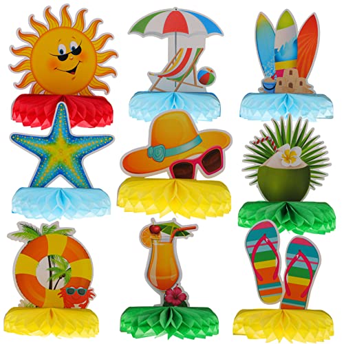 LALADEFIEE 9st Sommerliche Wabenornamente Hawaiianisches Dekor Hawaii-partygeschenke Sommerliche Dekorationen Gewebe Wabendekor Wabendekore Hawaii-wabenornament Luau Waben-mittelstücke Papier von LALADEFIEE