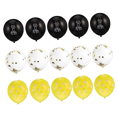 LALADEFIEE Astronaut Ballons Latex Ballons Für Geburtstagsfeier Dekoration Schwarze Gelbe Punkte Goldene Glitzer Ballons Party Requisiten von LALADEFIEE